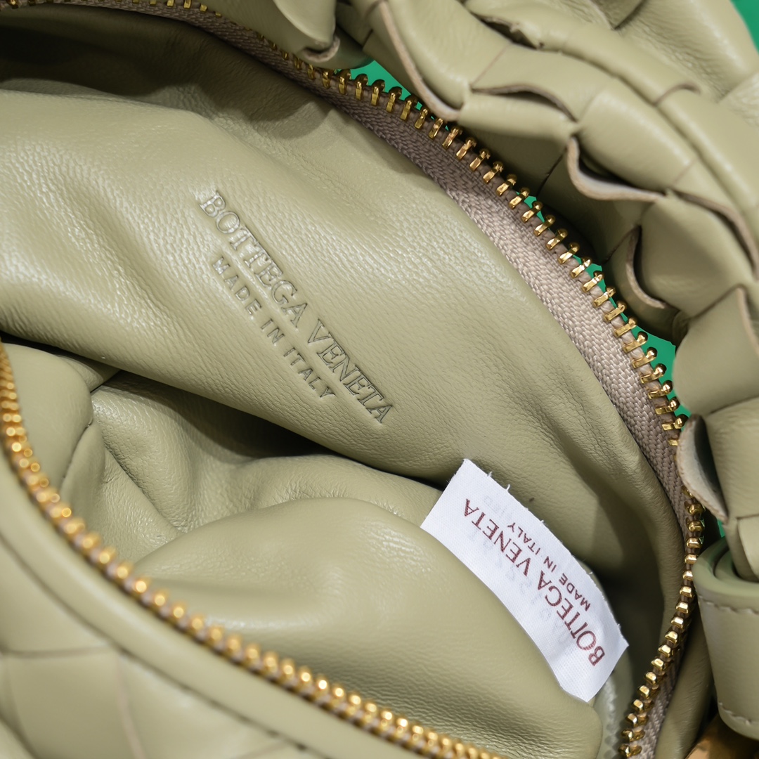 Bottega Veneta Mini Jodie Intrecciato Leather Top Handle Bag With Chain Strap Light Green