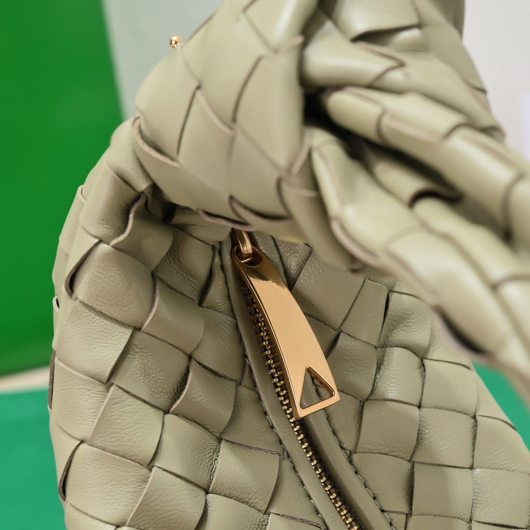 Bottega Veneta Mini Jodie Intrecciato Leather Top Handle Bag With Chain Strap Light Green